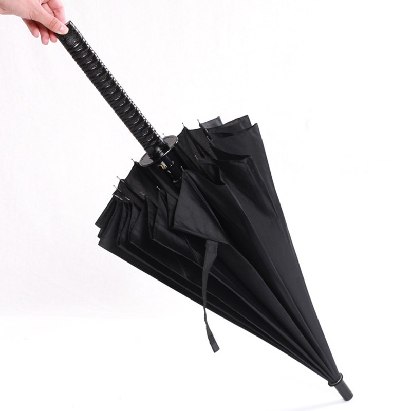 Sword Umbrella 16 Ribs Black Unique Rainproof Straight Long Stick