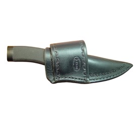 For the buck Vanguard are zipper knife. Custom Made Cross Draw Knife Sheath the Sheath Is Made Out of Water Buffalo Hide Leather with Border Tooling and Died Black.