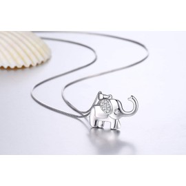 AMIGUO Elephant Pendant Necklace for Women 925 Sterling Silver Elephants Jewelry