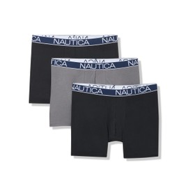 Nautica Men's 3-Pack Modal Span Boxer Briefs, 2-Black/Lead