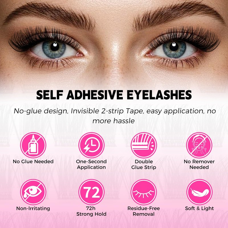 Self Adhesive Lash Clusters 156Pcs No Glue Needed Eyelash Clusters