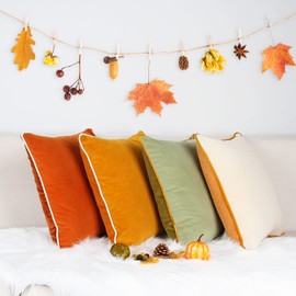 COFEDE Velvet Cushion Covers 18x18 inches Set of 4,Decorative Square mixed color Cushion Cases for Sofa Bed Bench Couch 45x45 cm Yellow