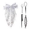 1 Sequin Bow 4 Black Hair Clips Bow Hair Clips