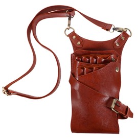 Baluue Barber Comb Pouch Scissors Bag Hairdressing Toolkit Belt Clip Leather Scissors Pockets Essential for Stylists (black)