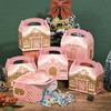 24Pcs Pink Christmas Paper Gift Boxes Gingerbread House Candy Boxes