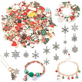 DKDDSSS 114 PCS Christmas Charms, Christmas Pendant, Charm DIY Making Charms, Pendants for Craft Supplies, for Christmas Tree Decoration, DIY Crafts Necklace Bracelet Earring