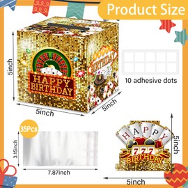 SHLINCO Casino Theme Party Decorations, 5" x 5" Poker Night Party Decorations, Casino Theme Birthday Decorations and Adult Party Favors, Gold Birthday Party Favors for Men and Women