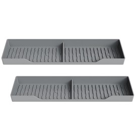 TIANLIN 2 Pcs 15 Inch Silicone Stove Top Shelf Magnetic for Kitchen, Strong Magnetic Heat Resistant Spice Rack Organizer for Over Stove Oven (Gray)