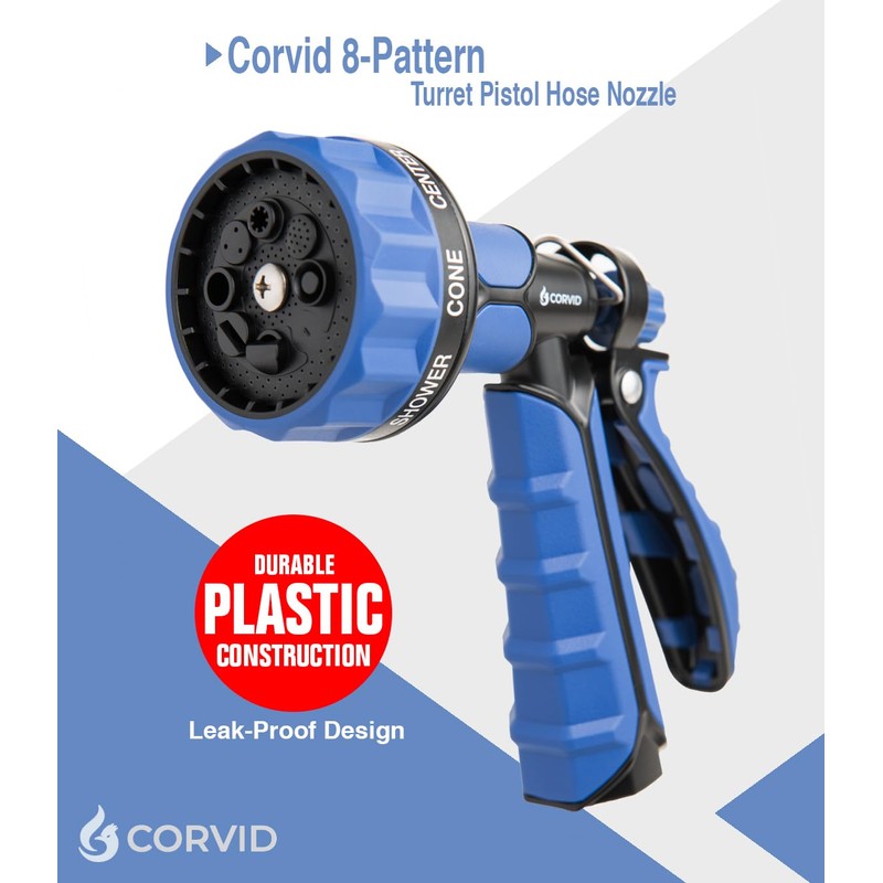 Corvid 8-Pattern Rear Trigger Spray Hose Nozzle – Durable Plastic
