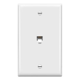 ENERLITES RJ11 Telephone Jack Wall Plate, 6-Position 6-Conductor 6P6C (2 Line Support), 1-Gang 4.50" x 2.76", 6631-W, White
