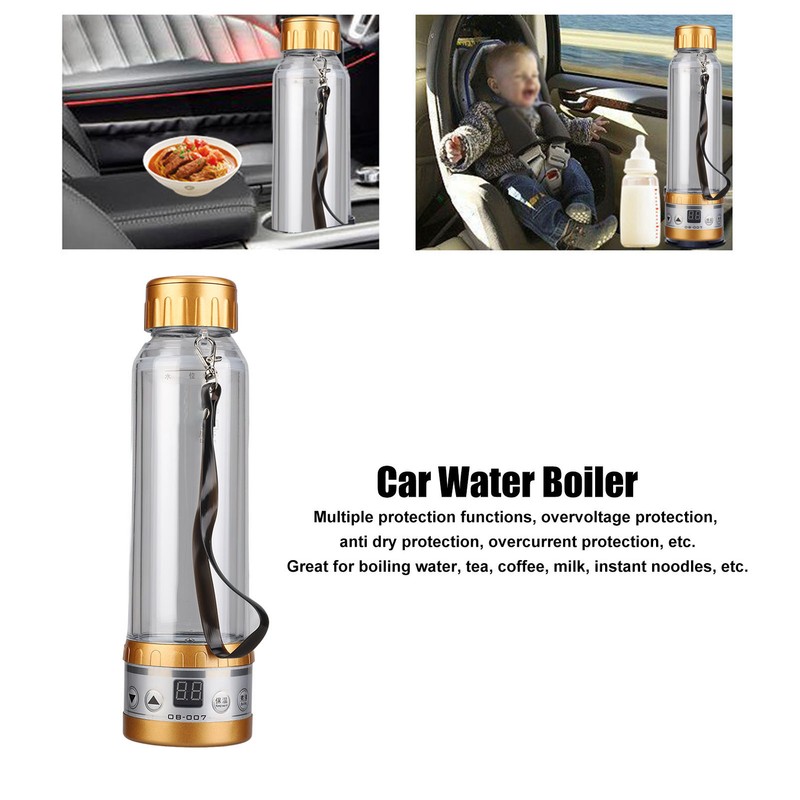 Car Electric Kettle 12V 24V Transparent Car Water Kettle 280ml
