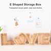 Letter E Shaped Storage Box Transparent Acrylic Panel Wooden Display