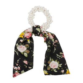 styleBREAKER Ladies Beaded Hairband with Satin Bow, Elastic, Scrunchie, Braid, Satin Ribbon, Hairband 04027037, Colour:Black-Multicolour