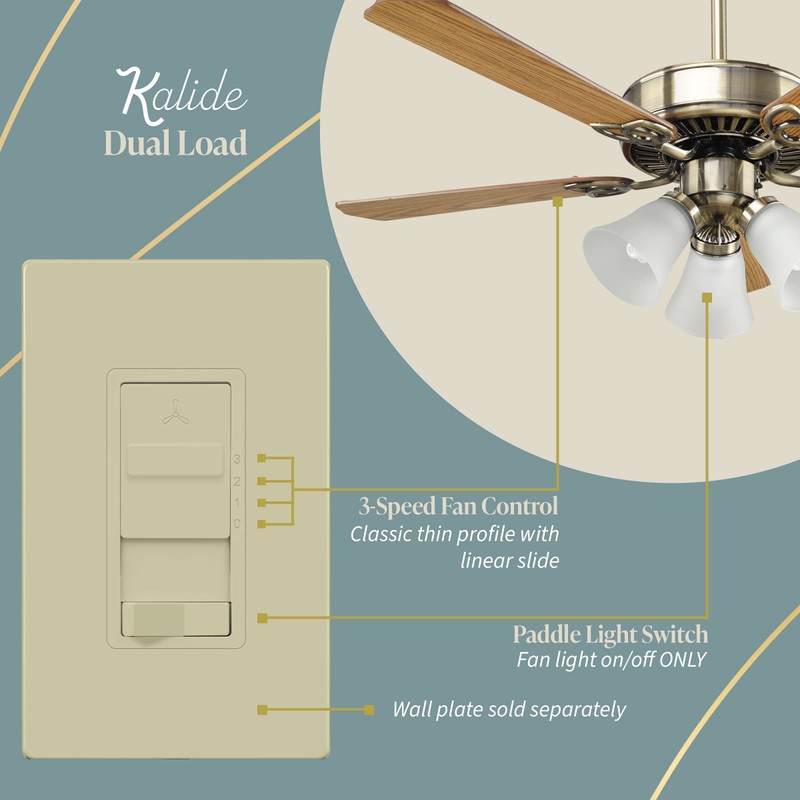 TOPGREENER Kalide Light Switch and 3-Speed Ceiling Fan Control Combo,