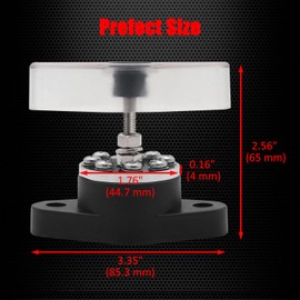 Ampper Heavy Duty M6 Single Stud Battery Ground Distribution Block W/Cover and (8) #8-32 Terminal Screws, 1/4" Power Junction Block Distribution Studs Terminal Kit (Black)