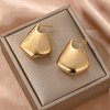 Chunky Big Fin Drop Earrings for Women 14k Gold Plated