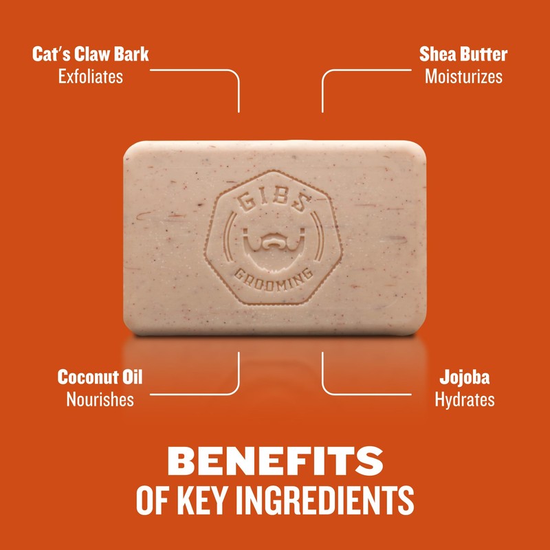 GIBS Handle Bar, Exfoliating, Long-Lasting, Citrus, 7oz Bar Soap (3PACK)