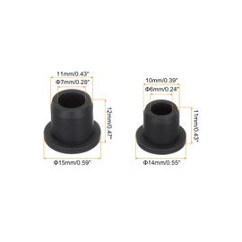 sourcing map T Shape Rubber Grommet Mount Dia 11mm/10mm,ID 7mm/6mm Black Seal Protection Cable Grommets Flexible for Cable Pipe