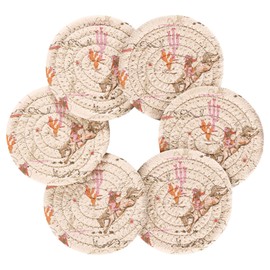 SDMKA Cute Rodeo Cowgirl 6 Pcs Cotton Woven Coasters with Holder - 3.9 Inch Absorbent Drink Coasters - Ideal Cup Coasters for Coffee Table Protection