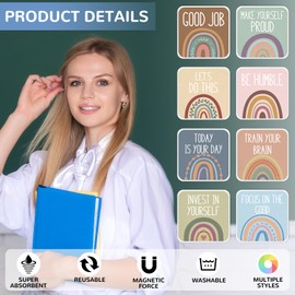 Harloon 80 Pcs Magnetic Dry Erase Erasers Inspirational Whiteboard Eraser Chalkboard Cleaner Wiper for Kids and Classroom Teacher Supplies, Home and Office (Rainbow)