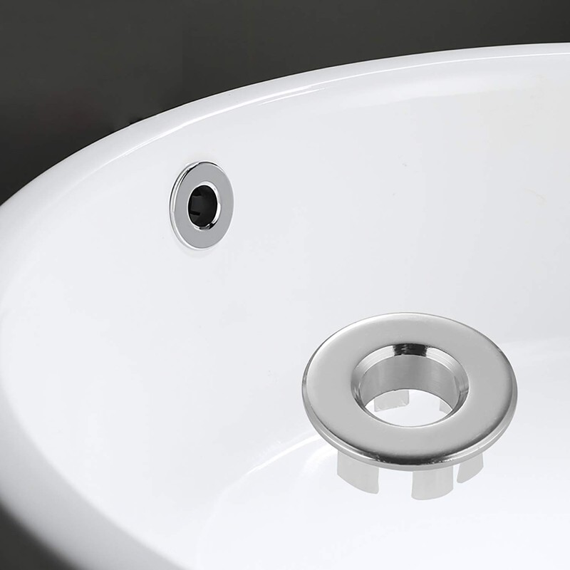 Sink Basin Trim Overflow Cover Brass Insert in Hole Round