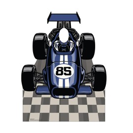 Cardboard People Blue Race Car Stand-in Life Size Cardboard Cutout Standup