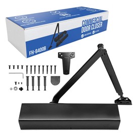 Commercial Door Closer FS-8400B Heavy Duty Adjustable Grade 1 Standard Automatic Door Closing Hinge - ADA Compliant UL & CUL UL10C Listed - Aluminium Finish - High Traffic (Black)