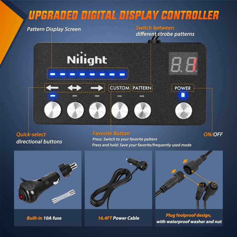 Nilight 144LED Traffic Advisor Strobe Light Bar with Controller Red