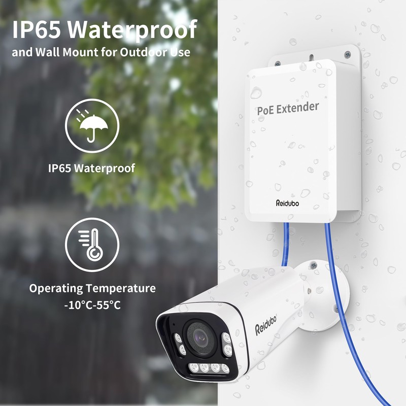 Reidubo 5 Ports Outdoor PoE++ Gigabit Extender, 1 in 4