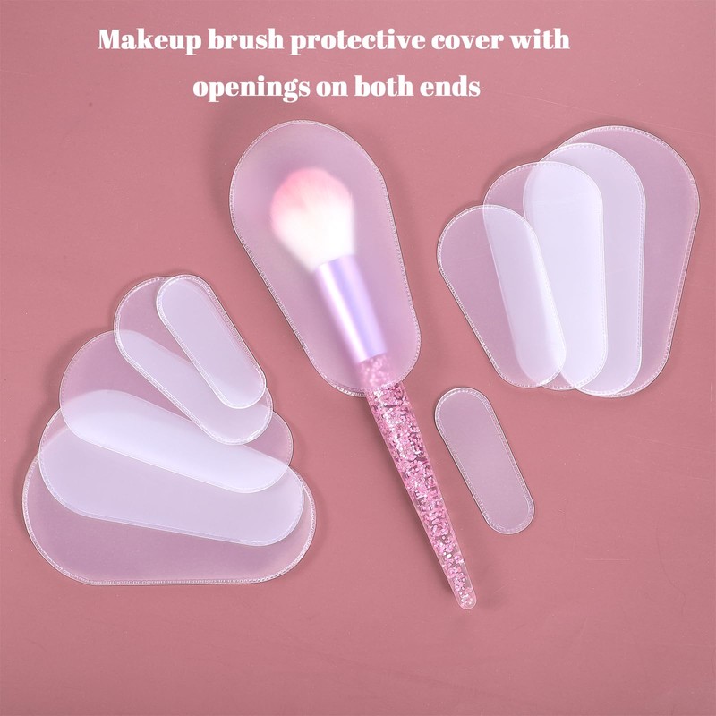 Jeffdad 20 Pcs Makeup Brush Covers, 5 Sizes Clear Make