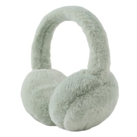 XIAOHAWANG Fluffy Ear Muff for Women Plush Foldable Earmuffs Kids Winter Earmuffs Girls Boys Cold Weather Ear Warmer (Gray-green)