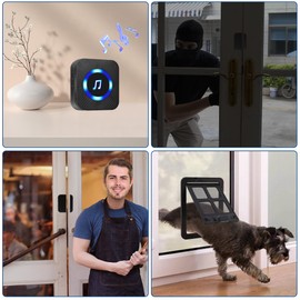 Battery Operated Door Chime Receiver, Wireless Door Sensor, Door Alarm for Home Security/ Kids Safety/Business When Entering