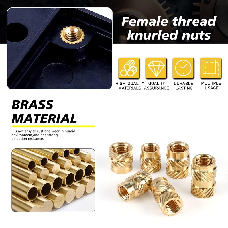 Canitu 350Pcs Threaded Inserts,M2/M2.5/M3/M4/M5/M6 Female Thread Metric Knurled Nuts Assortment