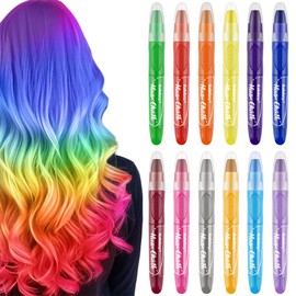 Kalolary 12pcs Temporary Hair Chalk- Hair Color Pens for Girls Makeup Kit - Washable Color Dye Markers For Girls Gift Age 5 6 7 8 9 10 11 12 13 14 Years Old