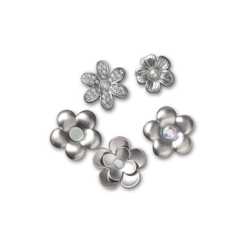 Crocs Jibbitz Elevated Metal and Jewel Shoe Charms, Monochrome Silver