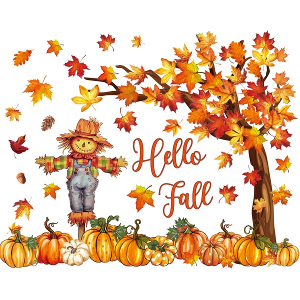 JarThenaAMCS 81Pcs Hello Fall Bulletin Board Decorations Autumn Classroom Maple