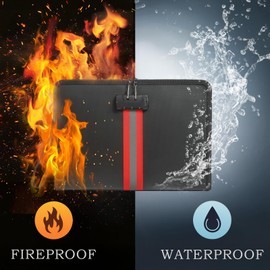 Fireproof Waterproof Document Bag with Zipper,Money Bag, Premium Fiberglass, Fire Safe Storage for Documents, Passports, Cash, Valuables (M)
