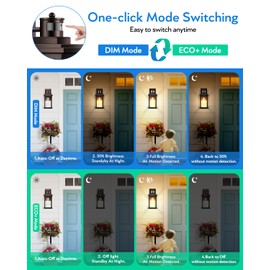 VIANIS 2 Pack Outdoor Lights for House with Motion Sensor, Brown Dusk to Dawn Motion Sensor Outdoor Lights, Oil Rubbed Bronze Porch Lights Outdoor Lantern for Garden, Garage, Doorway, 100% Aluminum