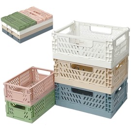 Pack of 5 Folding Boxes, Foldable, Stable, Plastic, Sturdy Folding Boxes, Small Folding Box, Sturdy, Folding Basket, Foldable, Used for Storage, Suitable for Offices, Bedrooms and Kitchens