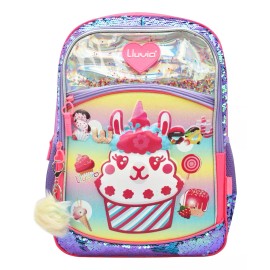 Lluvia Mochila Llama Sweet Muffin Primaria 3d Lentejuela Lluvia Color Violeta/rosa