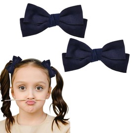 2 PCS Hair Bow Clips for Baby Girls Bowknot Hair Barrettes Bows Alligator Hair Clips for Girls Baby Bows Hairpins Cute Hair Accessories for Kids Girls, Navy Blue