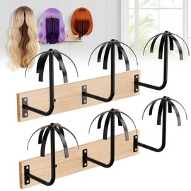 MEEMENG Wig holder for Multiple Wigs, 6 PCS Sturdy Wall - Mounted Hanging Rack for Wigs, Wig Hanger Solution for Drying, Styling & Display, Preserves Shape