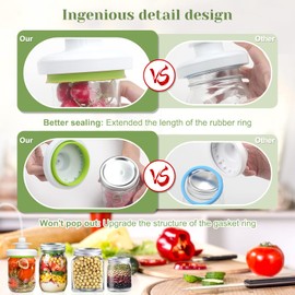 Mason Jar Vacuum Sealer Kit - Vacuum Sealer with Manual Pump and Lid Opener for Wide & Regular Mouth Jars