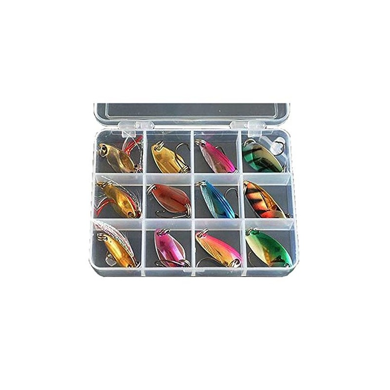 Spoon Lures Set of 12 with Case, 2.5g, 3g, 3.5g,