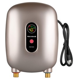 3000W Mini Electric Tankless Instant Hot Water Heater for Sink, Kitchen Washing, 110V Instant Water Heater Under Sink 68-126°F Wall-Mounted Tankless Electric Water Heater with LCD Display, Golden