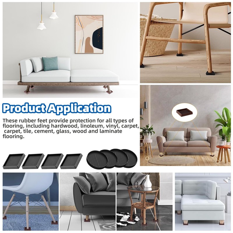 Glarks Black 8Pcs 3 x 3in Round and Square Shape