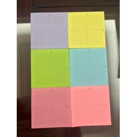 6 Pads Graph Paper Sticky Notes 4x4 Inch, Graph Sticky Notes, Math Graph Paper, Graphing Sticky Notes, Grid Sticky Notes, Lined Mini Grid Notepad,20x20 Four Quadrant Self Stick Note Pads