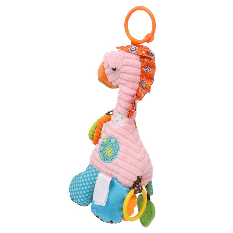 Infant Stroller Rattle Bell with Teether Mirror Cute Giraffe Plush