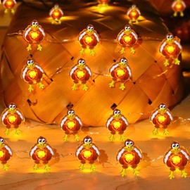 TURNMEON 10 Ft 30 LED Thanksgiving Turkey Lights Decorations Battery Operated Copper Wire Fairy String Lights Thanksgiving Lights Decoration Home Indoor Outdoor Party Autumn Harvest Decor