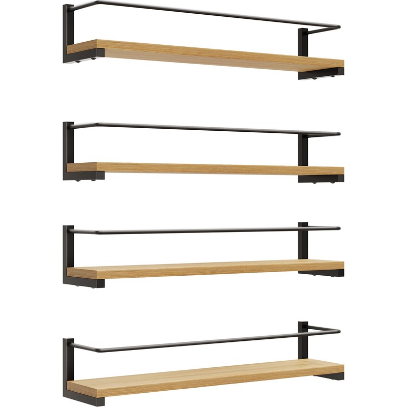 OROPY Spice Rack Wall Mounted, Rustic Wood Hanging Rack for
